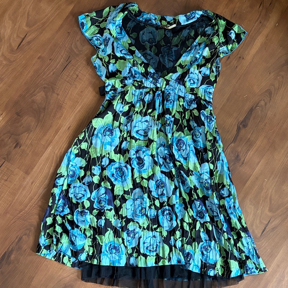 Free people women’s Small Floral Blue & Green Dress